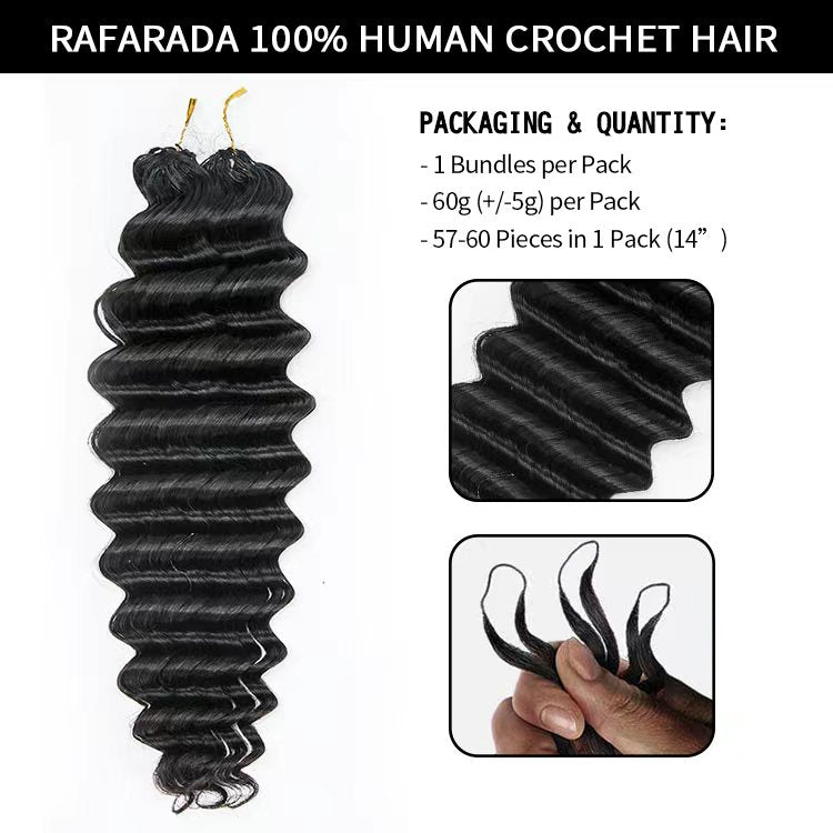 Raw Loose Deep Wave Human Crochet Hair Extensions 100% Real Hair For Crochet Locs Natural Color - Rafarada