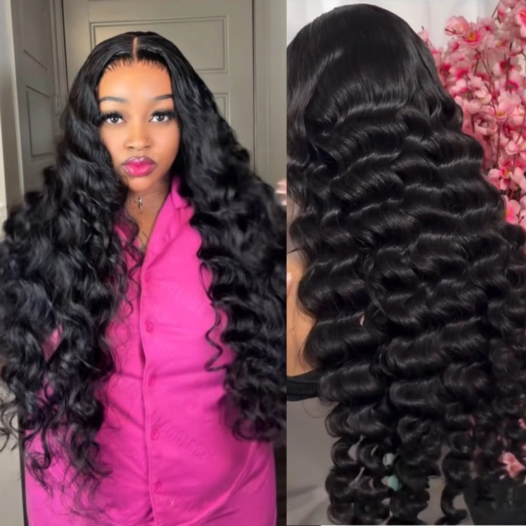 Loose Deep Glueless HD Transparent Lace Front Wig Pre Plucked Pre Bleached Human Hair Wig - Rafarada