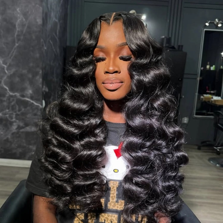 Loose Deep Glueless HD Transparent Lace Front Wig Pre Plucked Pre Bleached Human Hair Wig - Rafarada