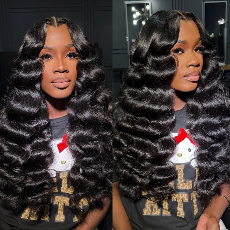 Loose Deep Glueless HD Transparent Lace Front Wig Pre Plucked Pre Bleached Human Hair Wig - Rafarada