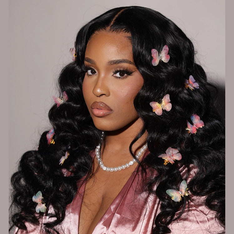 Loose Wave Brazilian Virgin Human Hair Pre plucked Lace Front Wigs Natural Black - Rafarada