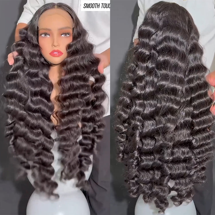 Loose Deep Glueless HD Transparent Lace Front Wig Pre Plucked Pre Bleached Human Hair Wig - Rafarada
