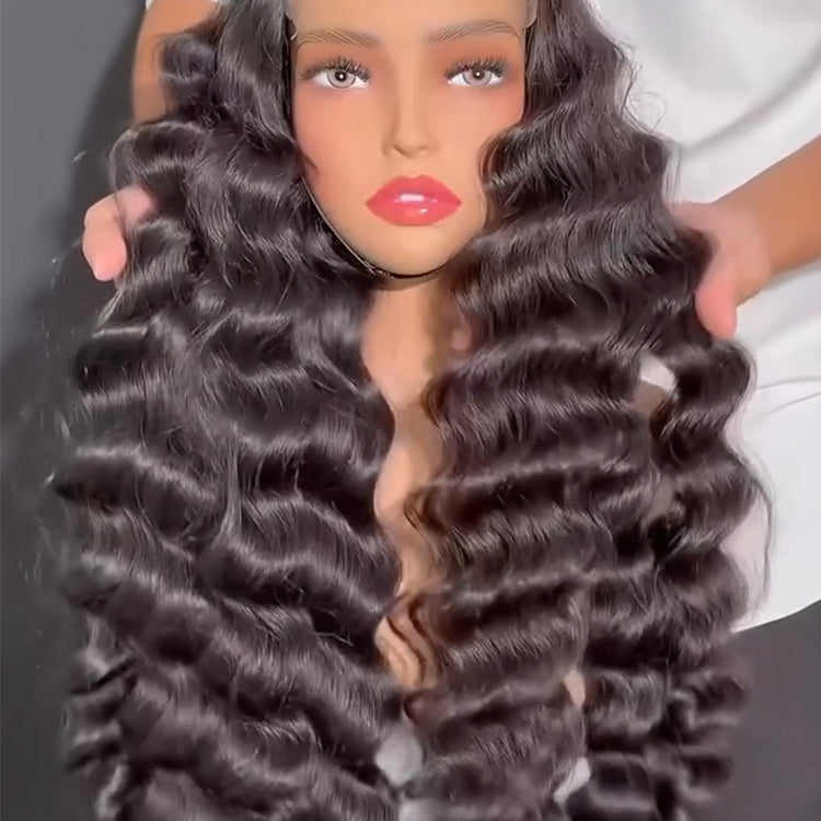 Loose Deep Glueless HD Transparent Lace Front Wig Pre Plucked Pre Bleached Human Hair Wig - Rafarada