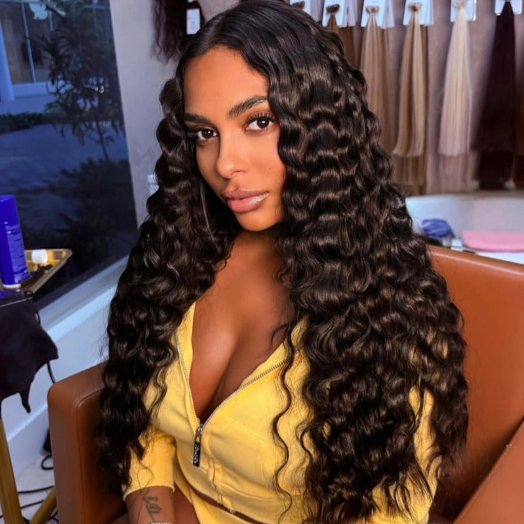 Loose Deep Wave Wigs Virgin Human Hair Clear Transparent Lace Front Wig - Rafarada