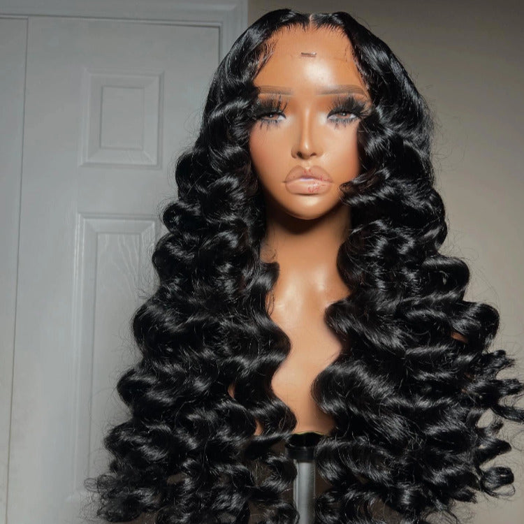 Loose Wave Brazilian Virgin Human Hair Pre plucked Lace Front Wigs Natural Black - Rafarada