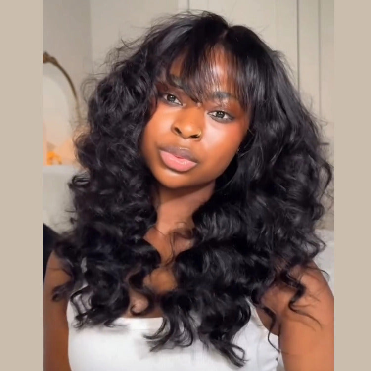 Loose Wave Human Hair Wig 360 Lace Front Wig Natural Black Color High Density Human Hair Wig - Rafarada