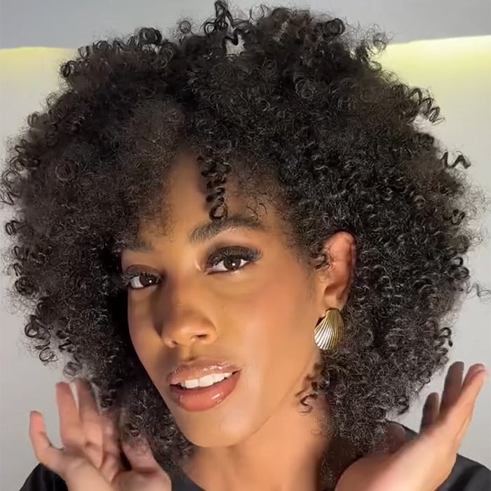 Afro Kinky Curly Wig Natural Black Glueless Spiral Coily Ombre Color Glueless Human Hair Wigs For Beginner - Rafarada