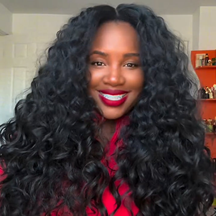 Full And Elastic Curvature Bouncy Curls Wave Glueless Lace Front Wig Natural Color Human Hair Glueless Wigs - Rafarada