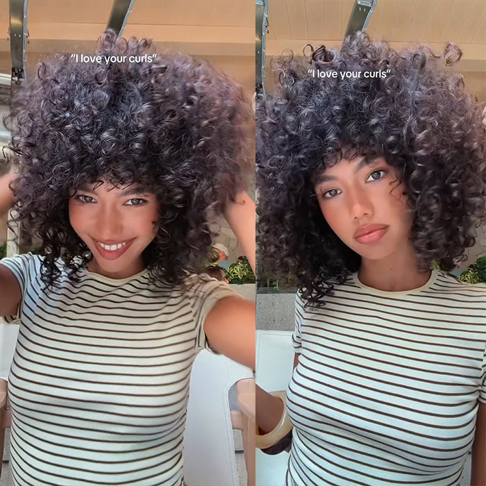 Fluffy Volume Glueless Bouncy Curly Human Hair Natural Black Color Wear & Go Skin Base Lace Closure Wigs- Rafarada
