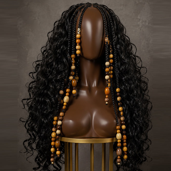 Ombre Color Pre-Braiding Kinky Curly Glueless Lace Front Wig Bohemian Style Braided Human Hair Wig- Rafarada