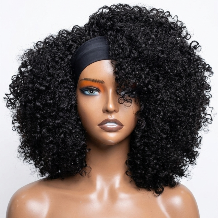 Premium Kinky Coily Headband Wig Multi-Color Throw On & Go Afro Kinky Curly Wig - Rafarada