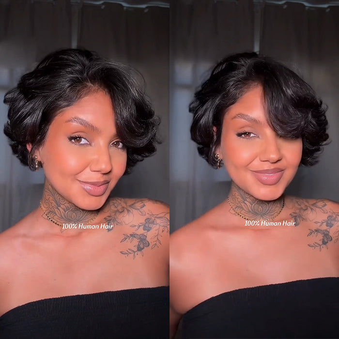 Pixie Cut Shot Bob Loose Wave Glueless Human Hair Lace Front Wig Natural Wig For Woman- Rafarada