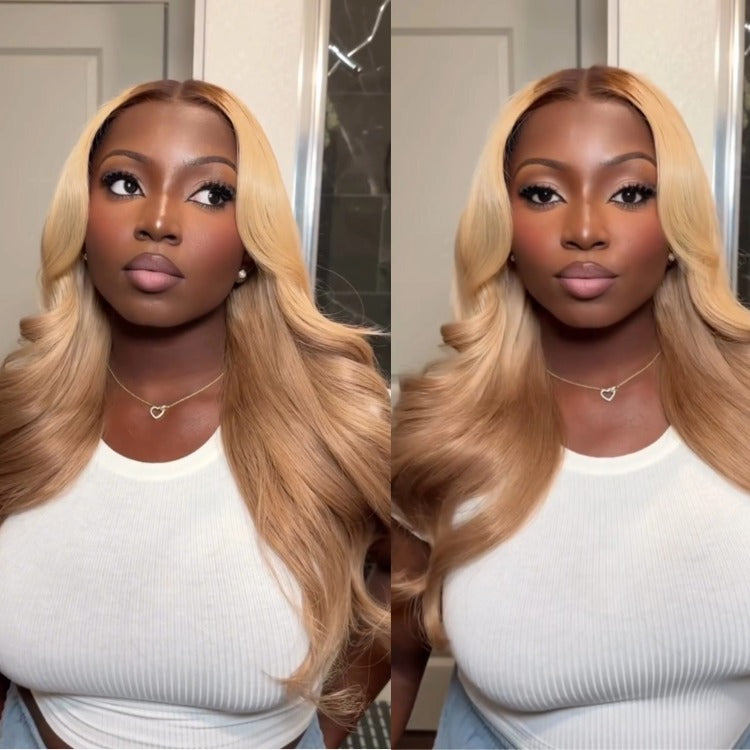 Human Hair Wig Ombre Honey Blonde Color Body Wave Wig Pre Plucked Lace- Rafarada