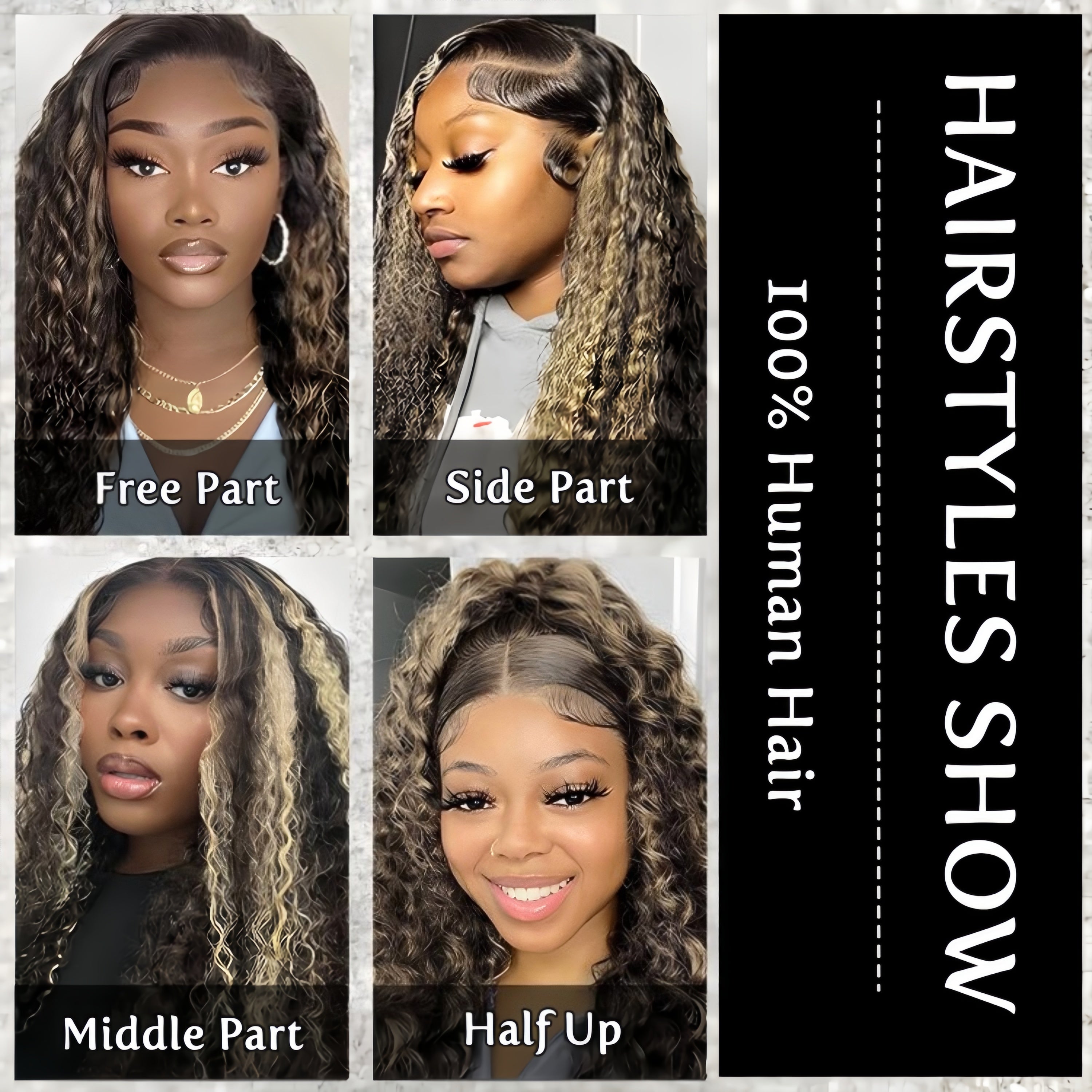 Highlight Deep Curly Human Hair Clear HD Transparent Lace Front Wigs - Rafarada