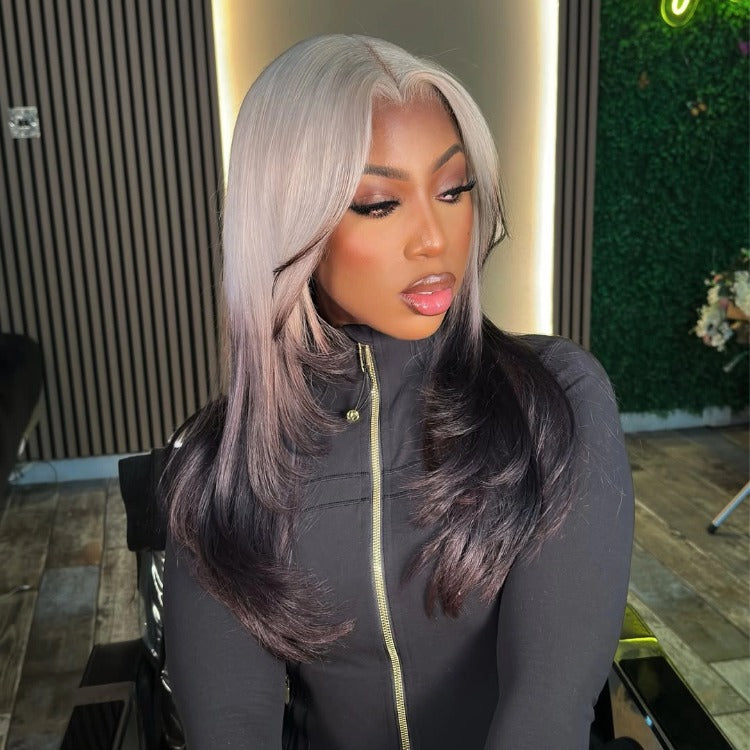 Human Hair Wig Ombre 613 Color Layer Straight Wig Pre Plucked Lace- Rafarada