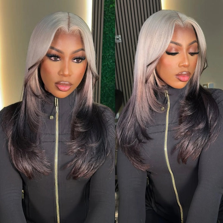 Human Hair Wig Ombre 613 Color Layer Straight Wig Pre Plucked Lace- Rafarada