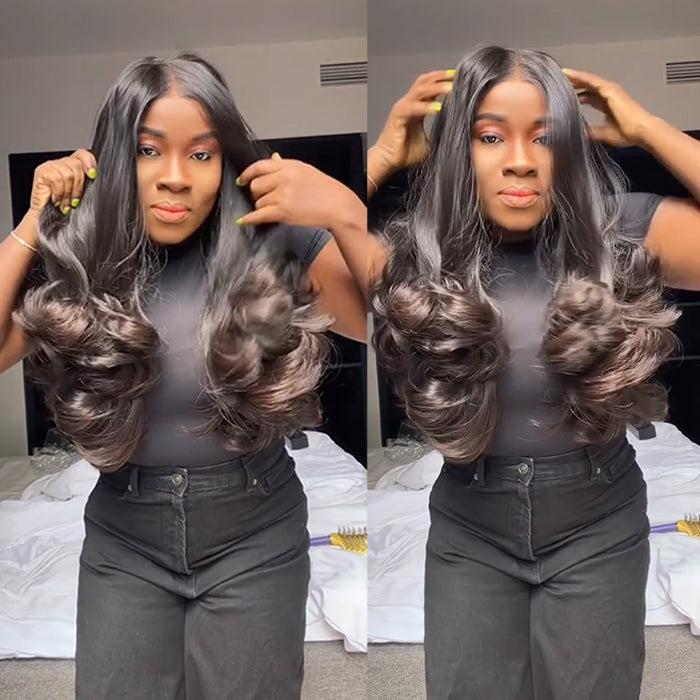 Loose Wave Human Hair Lace Wig Ombre Color With Light Brown Human Hair Glueless HD Lace Wig For Woman - Rafarada