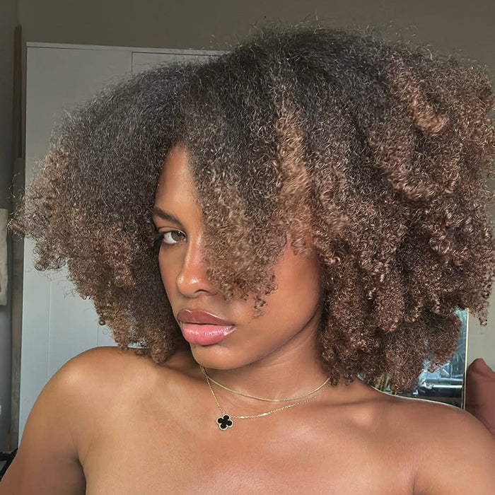 Ombre Brown Color Glueless Kinky Afro Curl Human Hair Lace Front Wig Brown Afro Textured Natural Wig For Woman- Rafarada