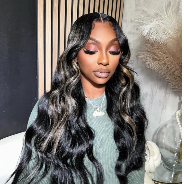 Highlight Body Wave Wig 13x4 Lace Front /6x4 Lace Closure Wigs Ombre Light Blonde Color Wig  - Rafarada