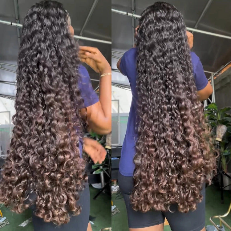 Ombre Color With Dark Brown Raw Burmese Curly Lace Wig Human Hair Natural Hairline For Woman - Rafarada
