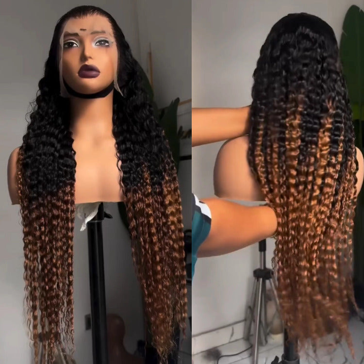 Ombre Gradient Gold Color Wig Loose Deep Wave Wig Human Hair Wig - Rafarada