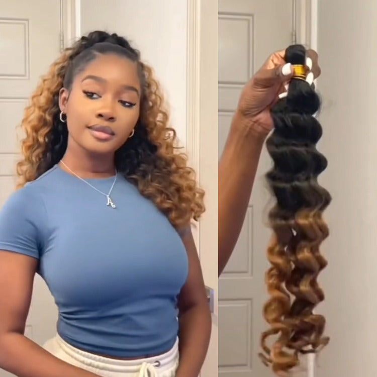 Ombre 1B/30 Color Loose Deep Crochet Human Hair Extension - Rafarada