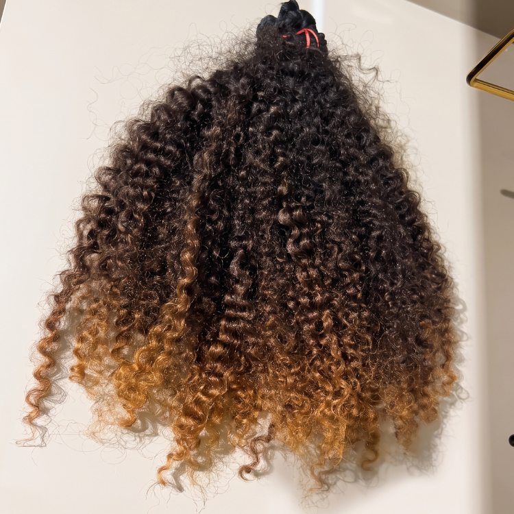Pre-Looped Deep Curly Bundles - 1B/27 Honey Blonde Ombre 100% Human Curly Hair - Rafarada
