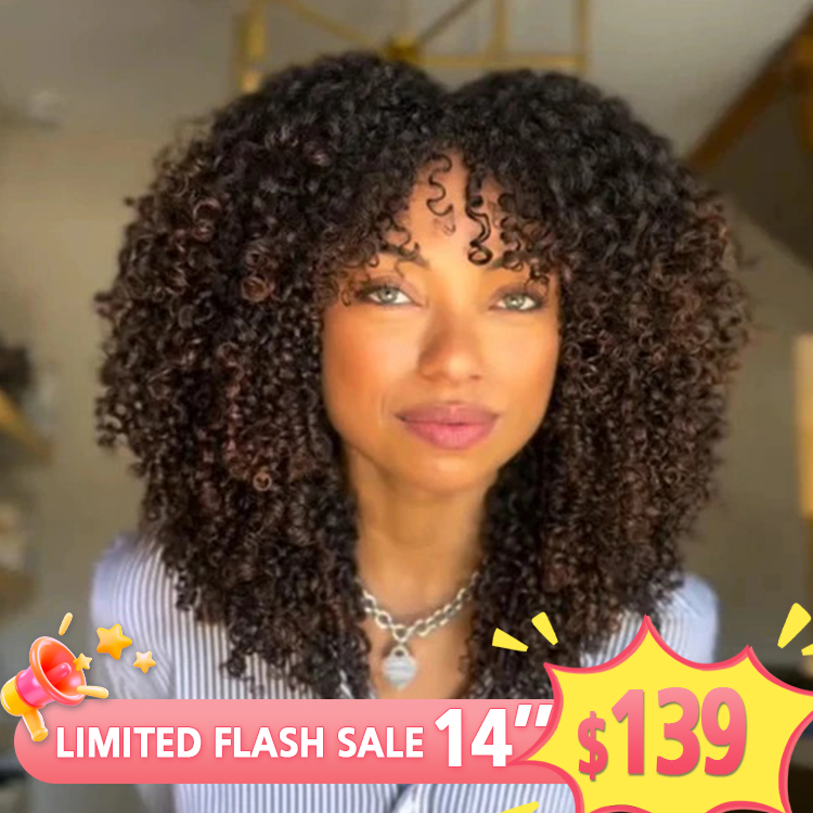 FLASH SALE | Natural Tight Curly Lace Wig Dark Brown Human Hair Wig Beginner Friendly Human Hair Lace Wig - Rafarada