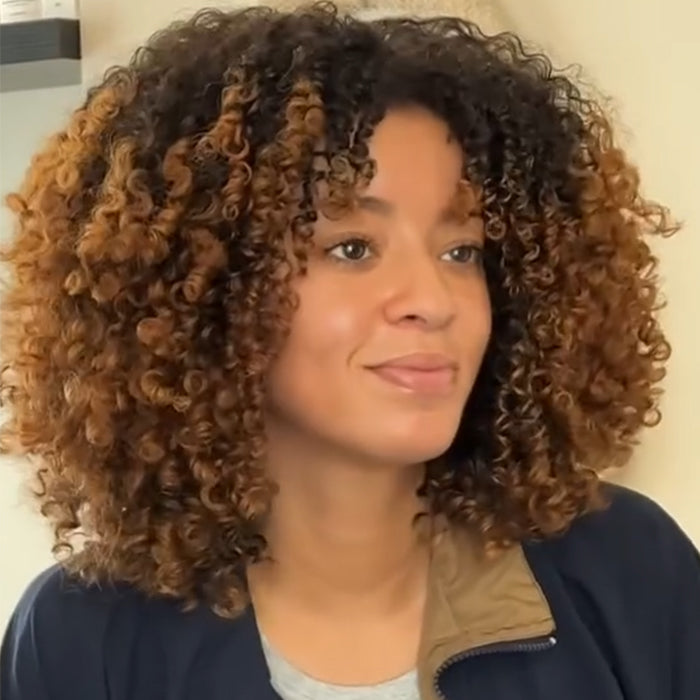 Ombre With Light Brown Color Wig Kinky Curly Wave Human Hair Wig Beginner Friendly Human Hair Lace Wig - Rafarada