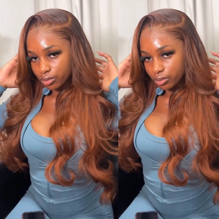 Copper Brown Color Body Wave Wig Human Hair Wig For Woman - Rafarada