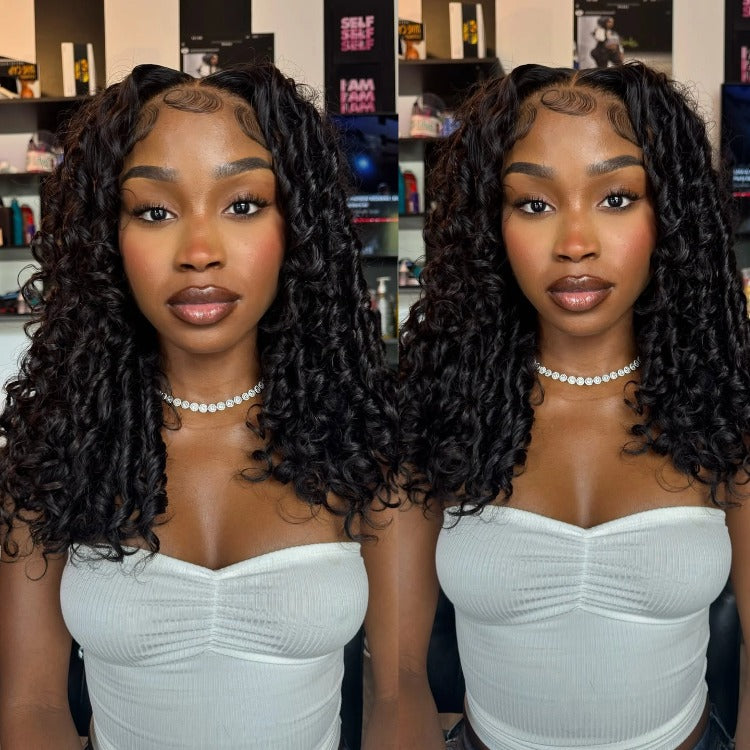 Lace Front Wig Pixie Curly Hair Natural Human Hair Wigs Glueless Lace for Beginner- Rafarada