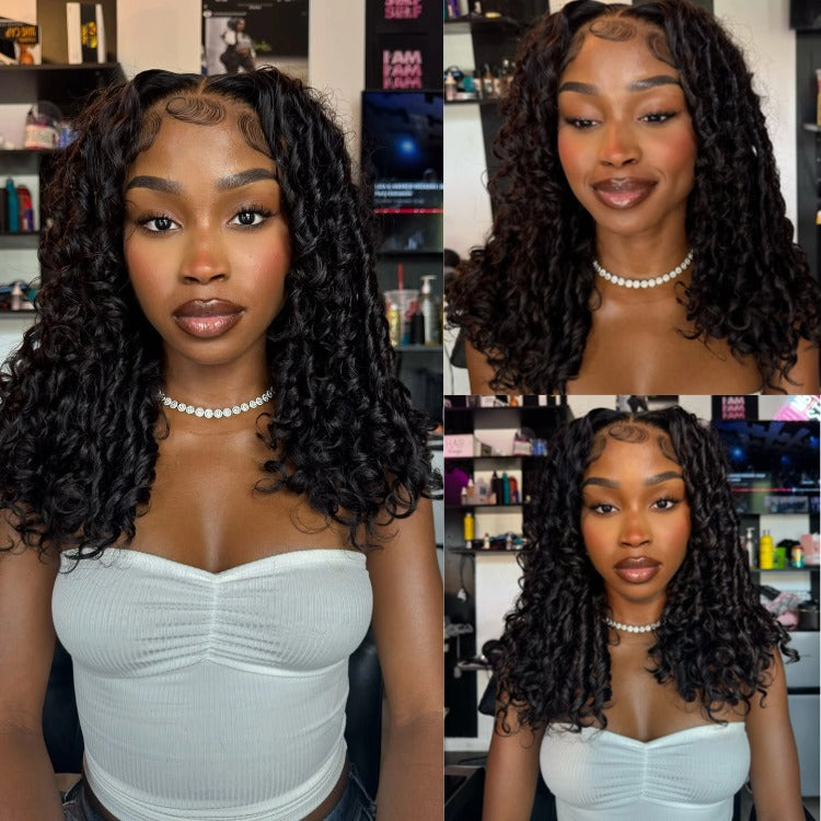 Lace Front Wig Pixie Curly Hair Natural Human Hair Wigs Glueless Lace for Beginner- Rafarada