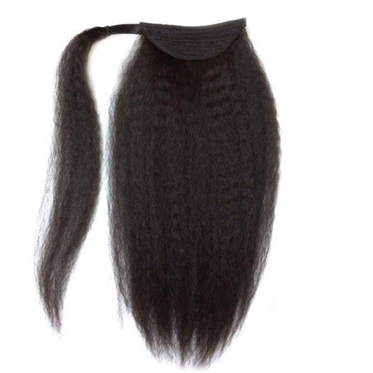 Kinky Straight Ponytail With Clip In Wrap-around Magic Velcro Human Hair - Rafarada
