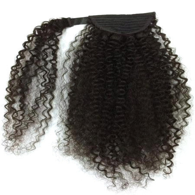 Kinky Curly Ponytail With Clip In 100% Human Hair Wrap-around Magic Velcro Ponytail Extension  - Rafarada