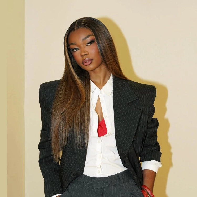 Black and Blonde Skunk Hair High Density 13x4 Lace Front Straight Human Hair wig- Rafarada