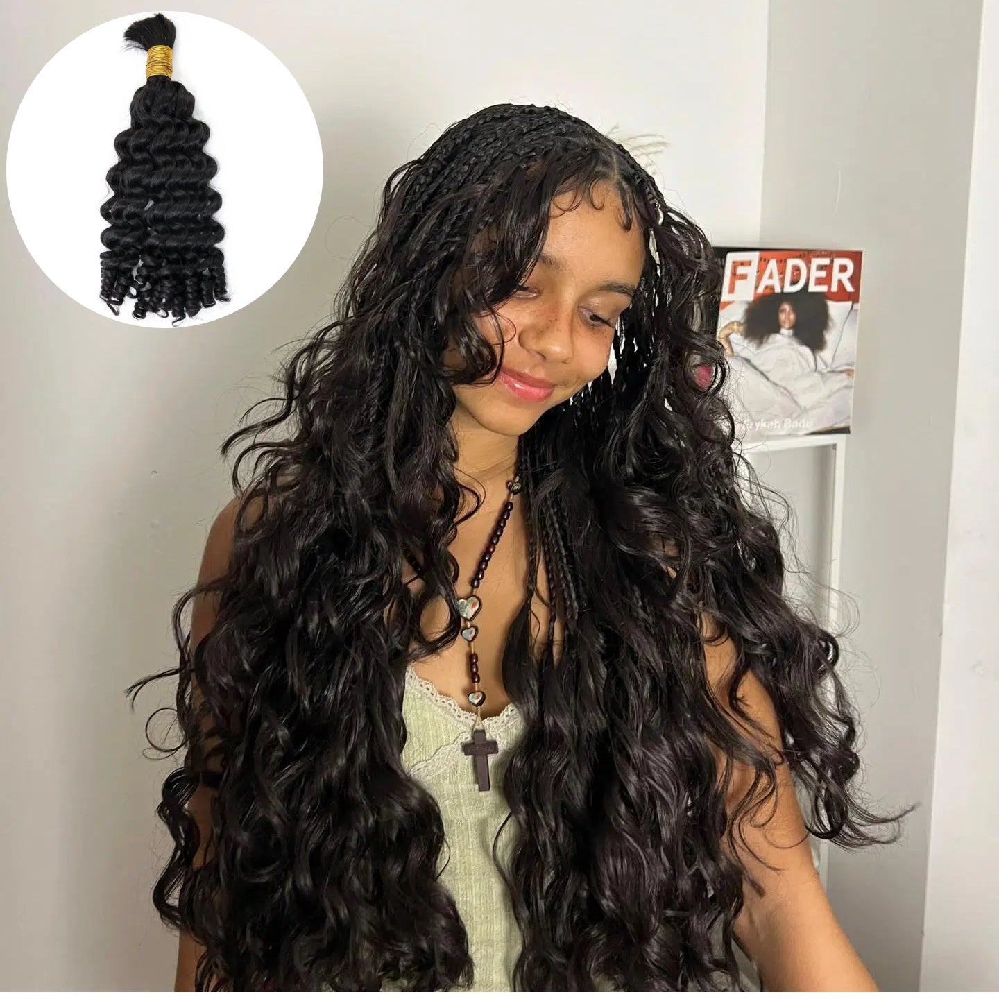 Spiral Curly Human Bulk Hair Extensions For Braiding & Boho Braids - Rafarada