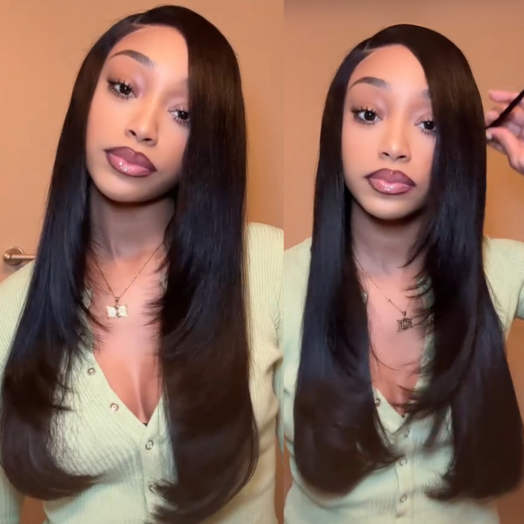 Layered Cut Inspired Straight Human Hair 6x4 13x4 Glueless HD Lace Wig- Rafarada