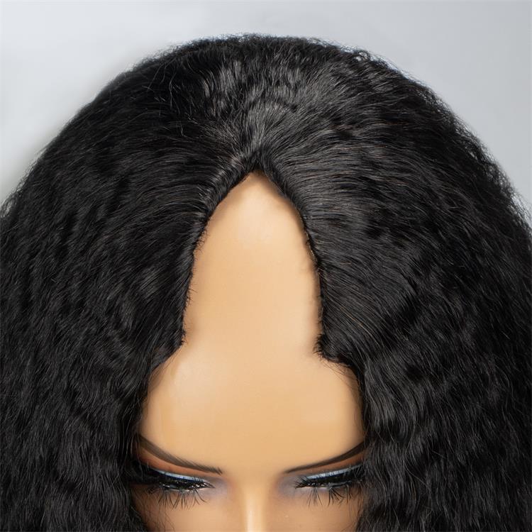 Full And Thick Kinky Straight Curls Wave Wig V Part Wig Glueless Human Hair Wigs - Rafarada