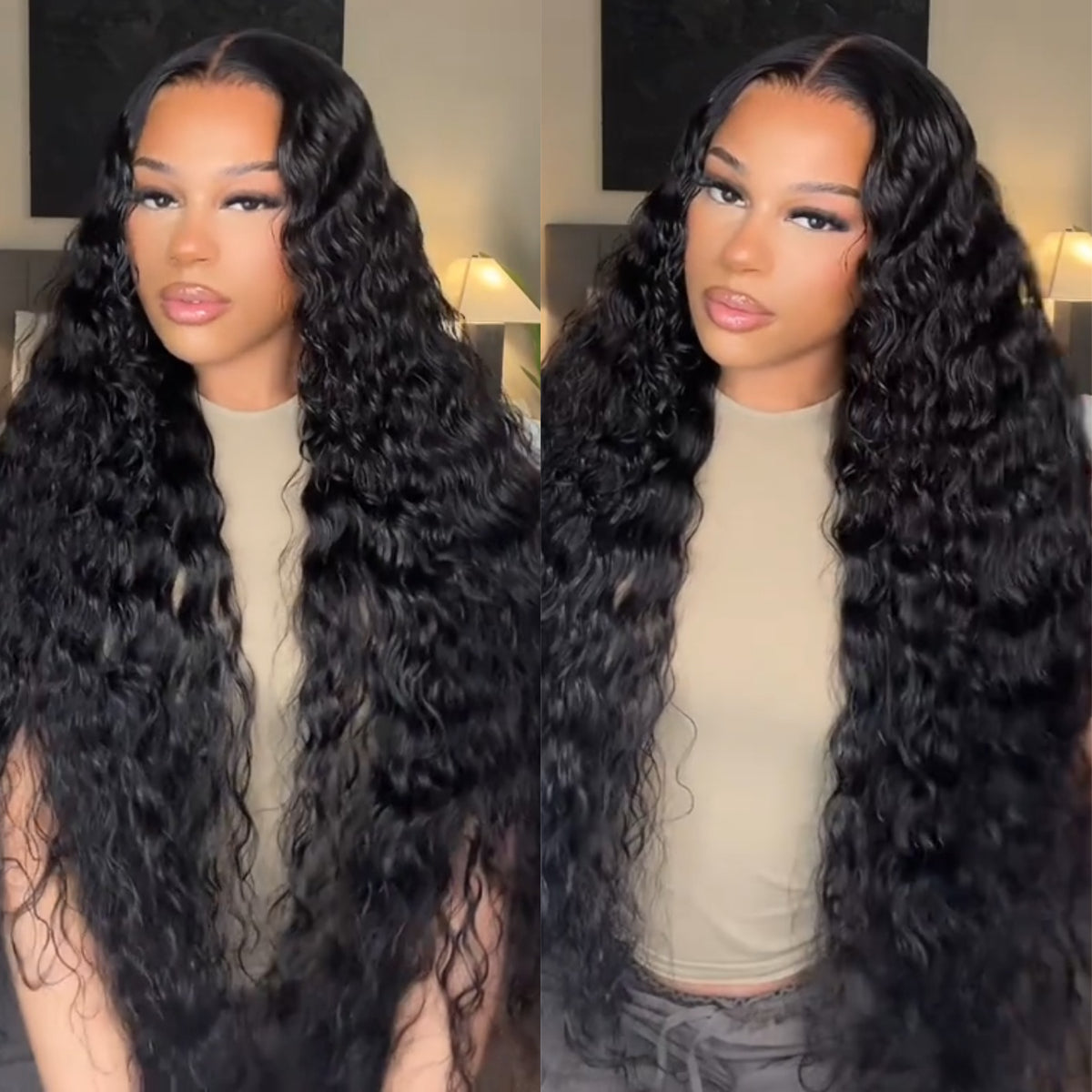 Water Wave Wigs Glueless HD Lace Front Wigs Human Virgin Hair Preplucked Natural Hairline- Rafarada