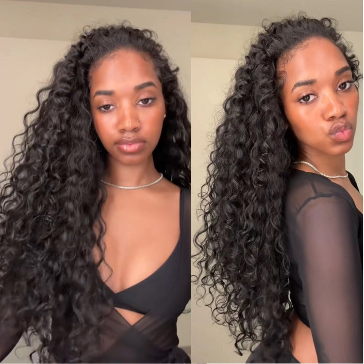 Clip-In Hair Extensions 100% Human Hair Water Wave Full & Thick Hair- Rafarada