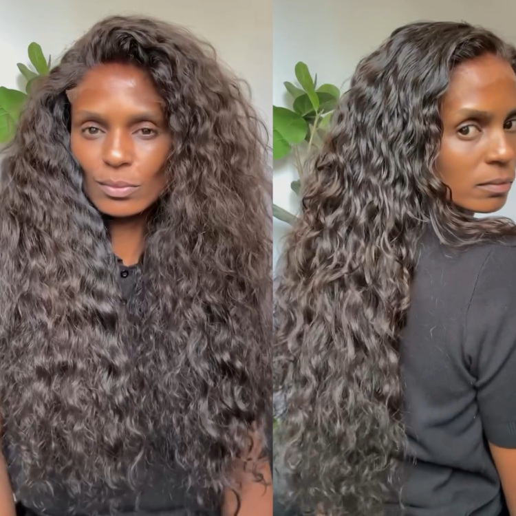 Natural Color Water Wave Lace Wig Pre-Plucked Glueless HD Lace Human Hair Wigs for Women - Rafarada