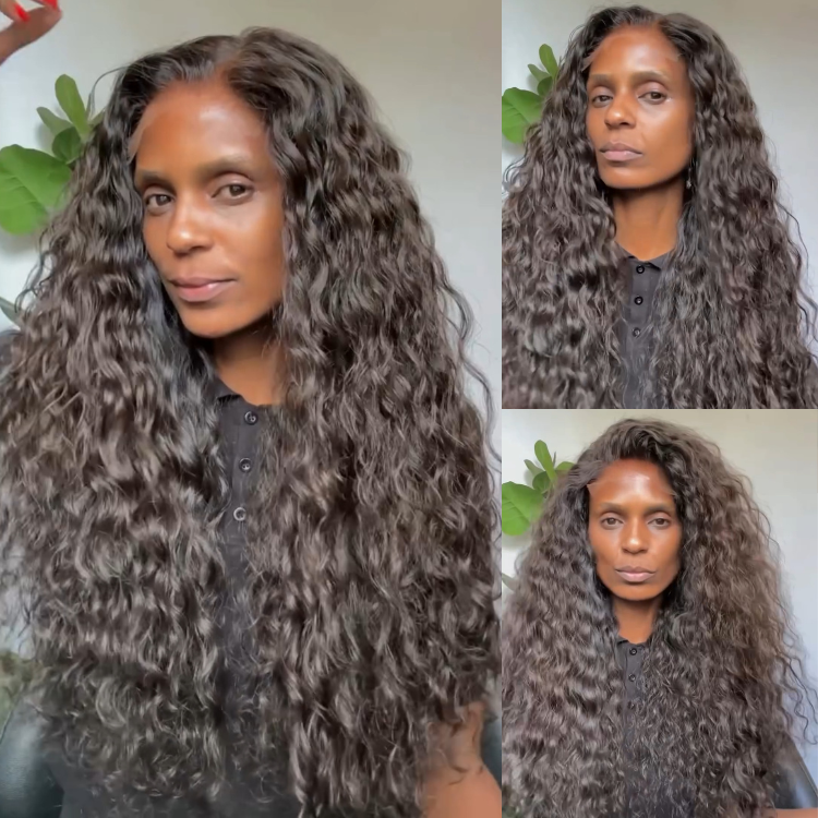 Natural Color Water Wave Lace Wig Pre-Plucked Glueless HD Lace Human Hair Wigs for Women - Rafarada