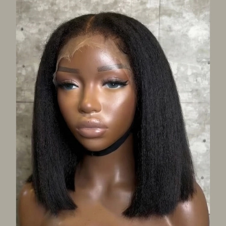 Yaki Straight Hair Bob Wig Pre Cut Lace Wig Vietname Hair with Edges Hair- Rafarada