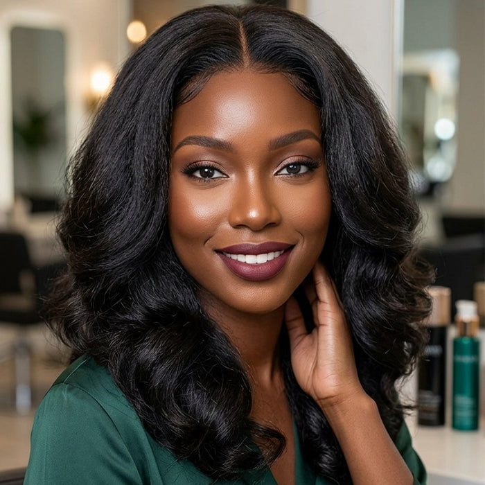 Yaki Loose Wave Human Hair Wig Glueless HD Lace Front Wig Natural Color End Curl Wig For Woman-Rafarada